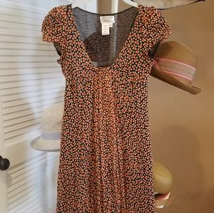 Silk Max Studio burnt orange, black dot dress